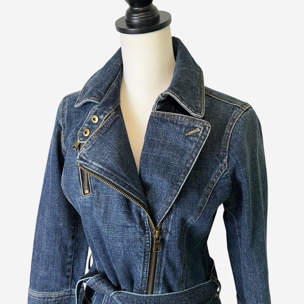Vintage Ralph Lauren Denim Trench Coat Petite Small - Picture 3 of 15